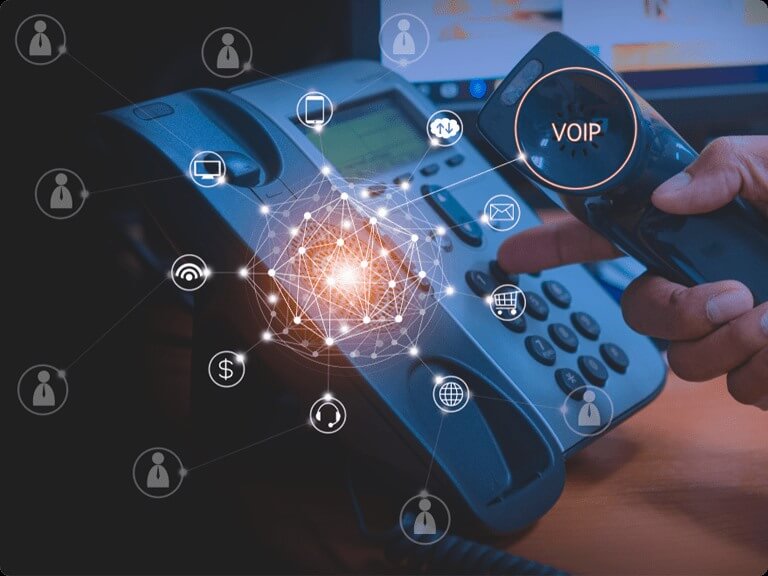 Téléphone VoIP bleu